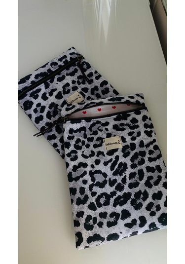 İdiluna Siyah Gri Leopar Desenli Kitap Kılıfı