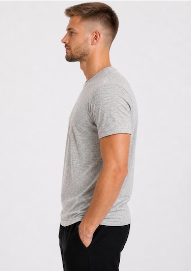 Axxel Erkek Kahve Melanj Kısa Kollu Pamuk T-shirt-d405 Kahverengi Melanj