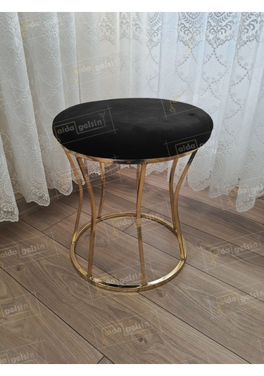 Kum Saati Düz Makyaj Pufu Gold Siyah