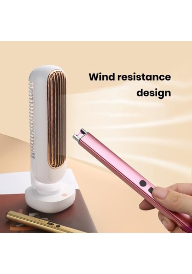 Gül Altın Elektrikli Şarj Edilebilir Ateşleyici Rüzgar Geçirmez Kompakt Boyut Taşınabilir Barbekü Soba Ateşleyici Kamp Aksesuarları Altın - Pembe