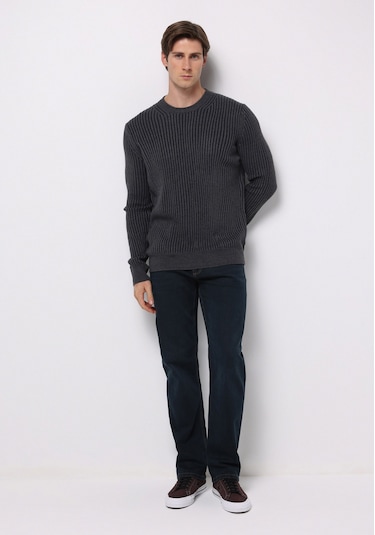 Colins Regular Fit Yuvarlak Yaka Jakarlı Erkek Lacivert Kazak Cl1076733 Q1.v2 Nav Lacivert