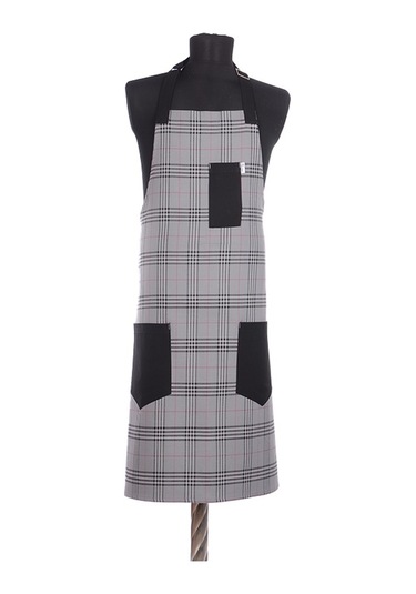 Bari Sta Chef Cafe Aşçı Boydan Önlük Si Yah Cepli Eko Desenli Gri