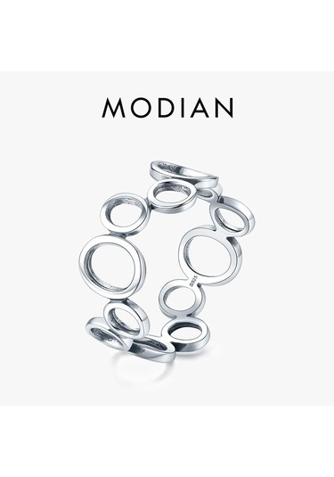 Modian 925 Ayar Gümüş Düzensiz Yuvarlak Parmak Yüzük Moda Parti Aksesuarları Kadınlar Için Güzel Bildirimi Takı Hediye 7 Gümüş