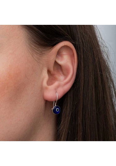 Gümüş Sallantılı Nazar Kadın Küpe Çok Renkli