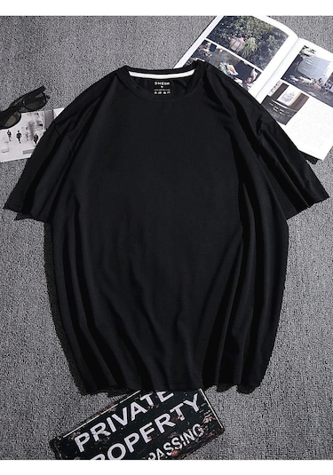 Erkek Siyah Oversize Tokyo Baskılı T-shirt Siyah