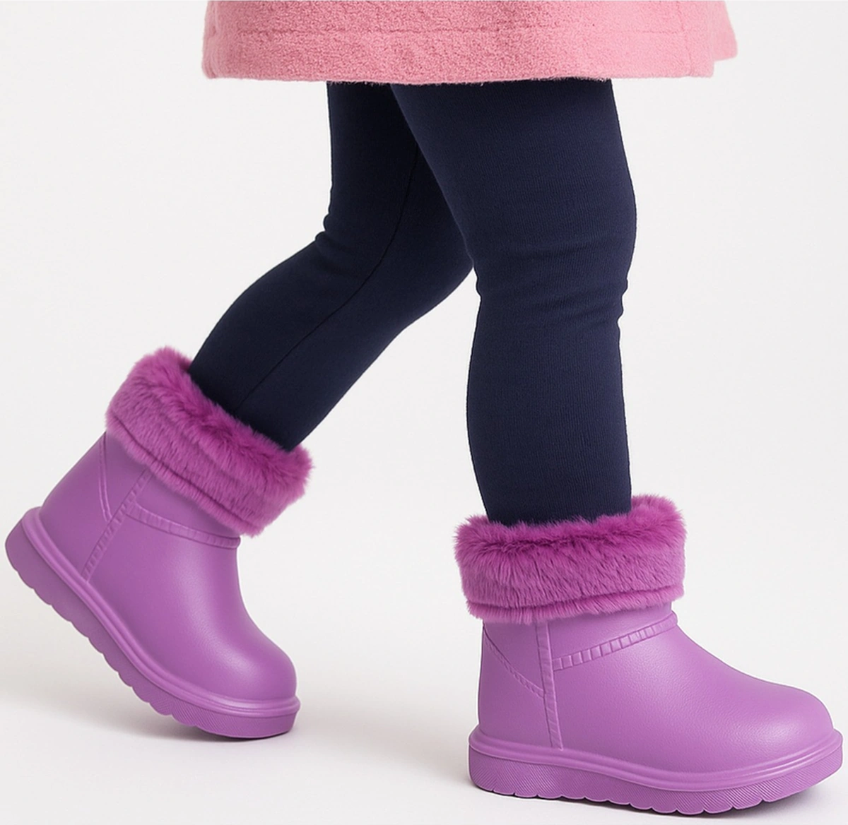 Çocuk Kışlık Kar Yağmur Botu Su Geçirmez, Peluş Astarlı, Eva W10290-225 Tokio Borreguito Modeli Mor-lila