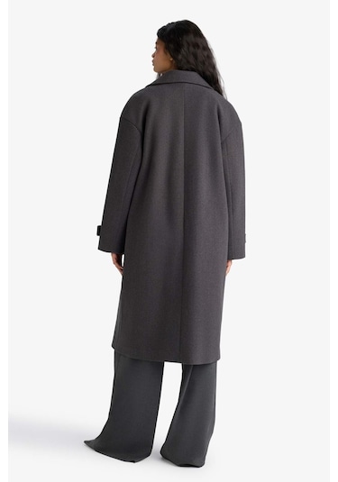 Defacto Regular Fit Düğmeli Uzun Kaşe Kaban F1197ax25wnar229 Antrasit-ar229