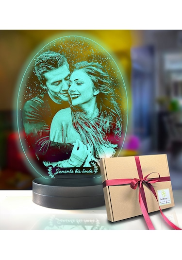 Kişiye Özel Oval Fotoğraflı 3d Model Led Gece Lamba