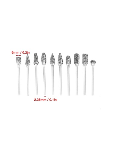 Tungsten Ahşap Oyma 10 Adet Uç Seti Gravür Matkap Uçları