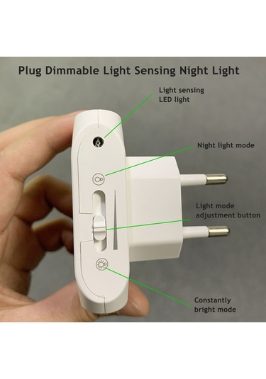 Maiyame 2'li Paket Akıllı Işık Algılama Ve Parlaklık Ayarlı Led Gece Lambası - Güneş Işığı, Güneş Işığı Koruyucu, Enerji Tasarruflu Absek, Beyaz, 0.6w, Avrupa Standardı Diğer