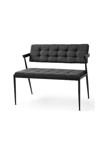 Sırtlı Bench Puf Metal Ayaklı Keten Kumaş 40x95cm
