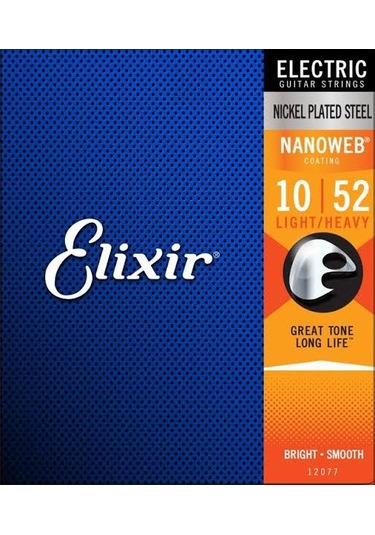 Elixir 12077 Nanoweb Light Heavy Elektro Gitar Teli 10-52