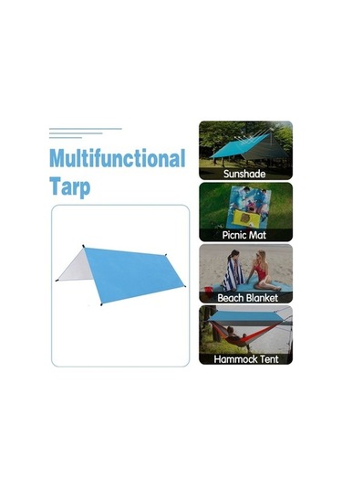 Bloomnest Yağmur Tarpaulin Tarp Su Plaj Piknik Mavi Kamp Kamp İçin Hava Hamak Hafif Güneşlik Geçirmez Fonksiyonlu Çok Çadırı Çadır Barınağı Açık 9.8ft 9.8 Rf Mavi Mavi