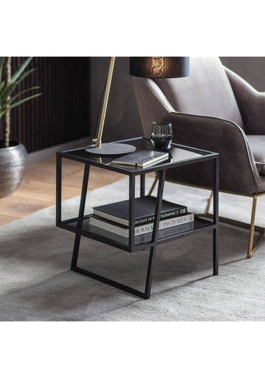 Miranda Siyah Metal&cam Yan Sehpa