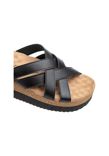 Muya Sorriso Anatomik Taban Topuk Dikeni Kadın Terlik Siyah - Bej