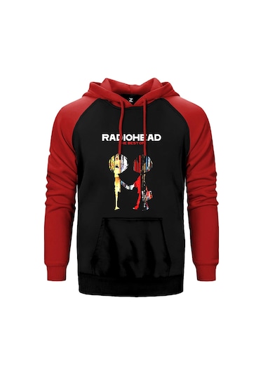 Radiohead The Best Of Kırmızı Renk Reglan Kol Kapşonlu Sweatshirt Kırmızı