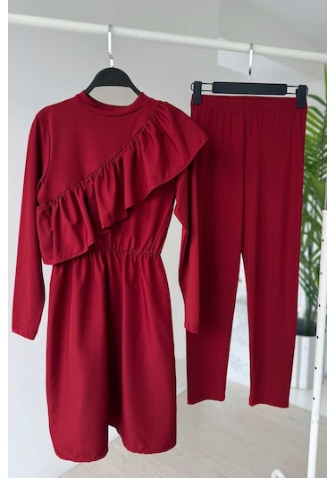 Kahijab Fırfır Detay Tesettür Mayo - Bordo Bordo