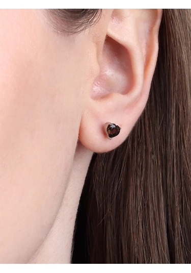 Uvelirnye Tradicii 925 Ayar Gümüş Duman Topaz Kalp Küpeler 222850605 Diğer