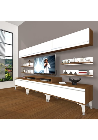 Decoraktiv Ekoflex 8y Mdf Silver Tv Ünitesi Tv Sehpası Ceviz - Beyaz
