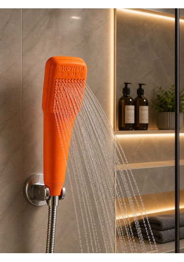 Muraytekno Shower Tıme Renkli Duş Başlığı Güçlü Su Akışı Modern Tasarım El Duşu Turuncu