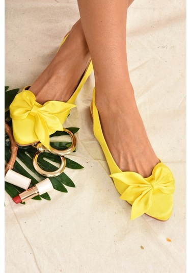 Fox Shoes Sarı Kumaş Kadın Babet H726809004 Sarı