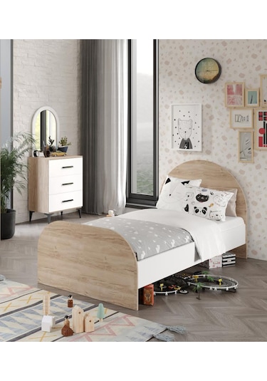 Afilliıldır Çocuk Odası Takımı 3 Parça Tamamı Mdf Flora Beyaz Ayn