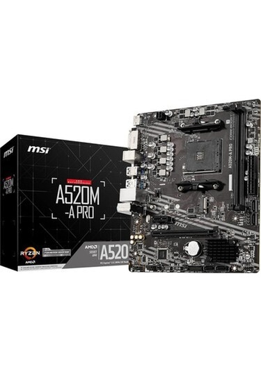 A520m-a Pro Am4 Ddr4 Bellek 4600 Oc Dvı Hdmı M.2 Usb3.2 Matx Anakart