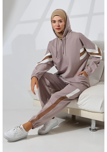 Kadın Mevsimlik Penye Alt Üst Spor Ve Rahat Ikili Tunik Pantolon Şık Tesettür Takım Taş