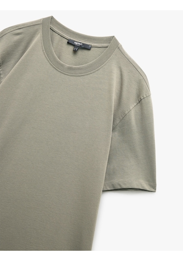 Koton Pamuklu Kısa Kollu Bisiklet Yaka Erkek Basic Tişört Yeşil 6wam10062hk Yeşil