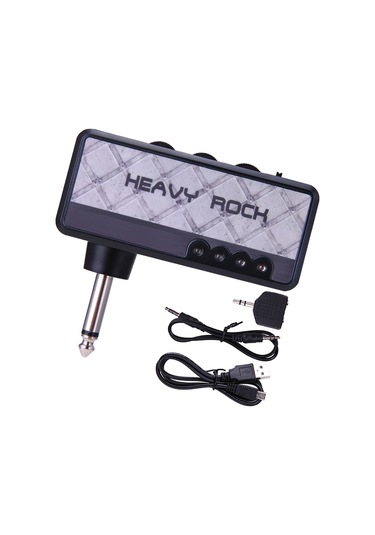 Xindoker Ammoon Gri Gitar Enstrümanı İçin Çıkartılabilir Amfi Efekt Cihazı - Klasik Rock Distortion Ve Dahili Şarj Edilebilir Pil