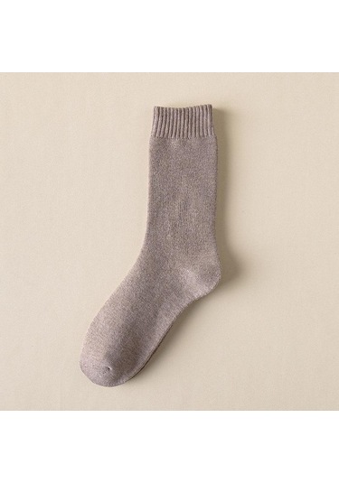 Açık Kahve Erkek Mürettebat İş Çorapları Düz Renk Erkek Kış Kalınlaşmış Çorap Pamuk Yüksek Tüp Spor Çorapları Açık Kahve