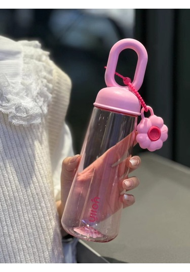Jian Fan Petal Açık Plastik Su Bardağı Büyük Kapasiteli Taşınabiler Bardak - Pembe Pembe
