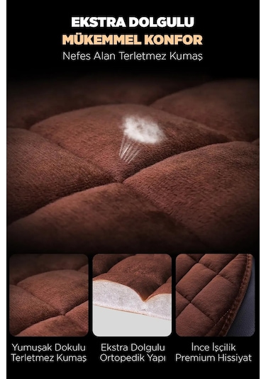 Mazda 3 Antrasit Renk Tay Tüyü Cepli & Terletmez Sırtlı Oto Koltuk Minder Seti - Koltuk Koruma Kılıfı Ön & Arka Tam Set