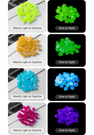 Geeroyoo Akvaryum Ve Bahçe Dekoru İçin 500 Adet Floresan Mavi Renkli Mini Resin Taş Seti