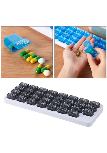 Suntek 31 Izgaralı Hap Kutusu Aylık Gün Bölmeli Seyahat Gri