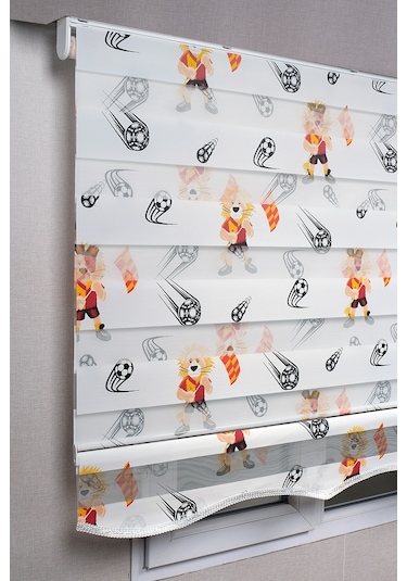Etekli Galatasaray Taraftar Aslan Desenli Genç Odası Zebra Stor Güneşlik Perdeler