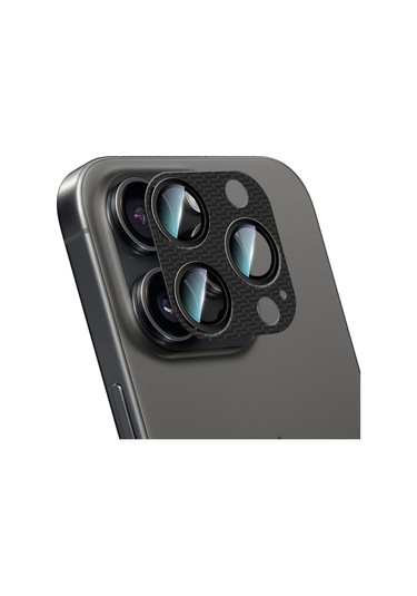 Iphone Uyumlu 16 Pro Caseworld Karbon Fiber Serisi Anti Reflective Full Kamera Lens Koruyucu Siyah