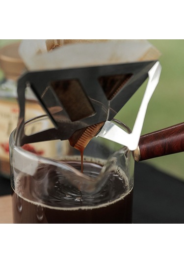 Qingmipy Kampanya Dışarıda Çelik Filtre Kahve Kaşığı, Kolay Montajlı, Hafif Ve Taşınabilir, Kahve Filtreleme Aleti Gümüş