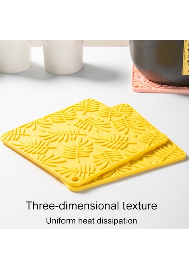 Sones 9.5cm Ev Tipi Kare Silikon Isı Yalıtım Matı Mutfak Yüksek Sıcaklığa Dayanıklı Pişirme Matı Sarı