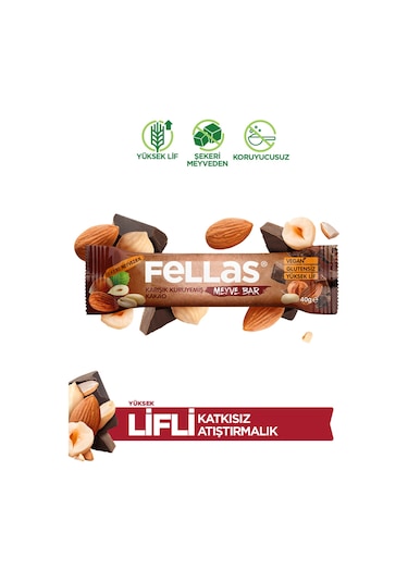 Fellas Karışık Kuruyemiş ve Kakao Meyve Bar 12 x 40 G