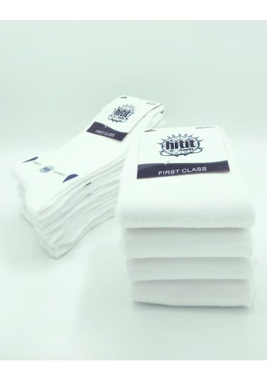 Hitit Socks Erkek Düz Soket Çorap 12 Çift - Beyaz