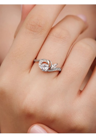 Veronika 925 Ayar Gümüş Sütaşlı Nişan Yüzüğü 331758341 Gri