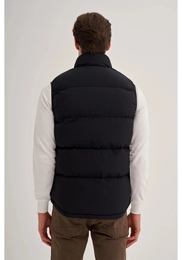 Cazador Shadow Slim Fit Elyaf Dolgulu Crinkle Kumaş Yelek-10260 Siyah