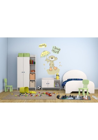 Duvar Süsü Sticker 2 Adet Çamurlu Ayı Desenli Pvc 70x50x0,5cm