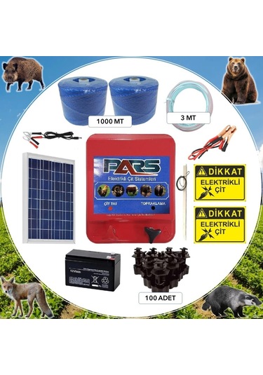 Pars Elektrikli Çit Ayı-domuz Kovucu Eco Set 1000 Demir Direk İzolatörlü