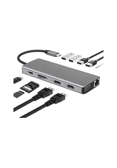 12in1 Dock Station 2 Adet Hdmı Uyumlu 1000 Mbps 4 K Çift Monitör