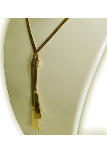 Uzel Çelik Geometrik Kesim Zirkon Taşlı Kolye