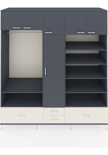 Kronos Dolap 18 Raflı 4 Çekmeceli Tek Askılı 220x59x243 Antrasit-antrasit/aytaşı Antrasıt/aytası Kronos Dolap 18 Raflı 4 Çekmeceli Tek Askılı 220x59x243 Antrasit-antrasit/aytaşı Antrasıt/aytası