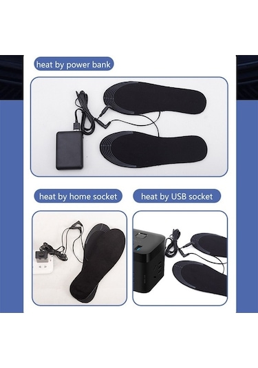 Maoyaya Yıkanabilir Kesilebilir Isıtıcı 1 Çift Usb Isıtma Tabanlık Elektrikli Ayak Isıtıcı Boyutu 41-46 Çok Renkli