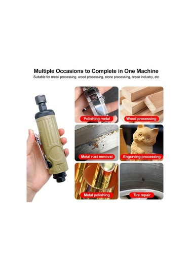 Dashanshop Büyük Havalı Zımpara Large Air Grinder 8 Parça Metal Noktalar 22000 Rpm 1/4 1/8 Kolletli Pnömatik Parlatma Gravür Seti